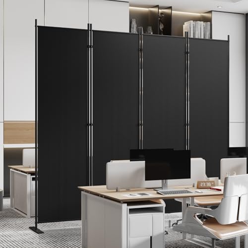 C-Hopetree 4 Panels Room Divider, 6 Ft Tall Indoor Folding Privacy Screen, Portable Partition Separator, Freestanding Separation Temporary Wall for Office, Bedroom, 80" W X 71" H, Black - size: 4-Panel