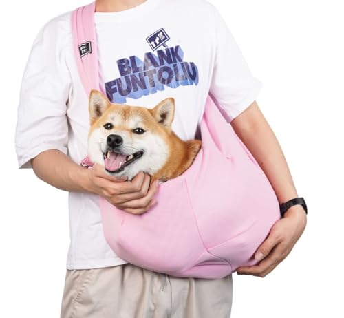 CYBERNOVA Small Pet Dog Cat Sling Carrier for 3-15lbs, with Pocket,Hand-Free Pet Bag Dog Cat Puppy Carry Bag for Travel and Walking Outdoor (Pink) - color: pink