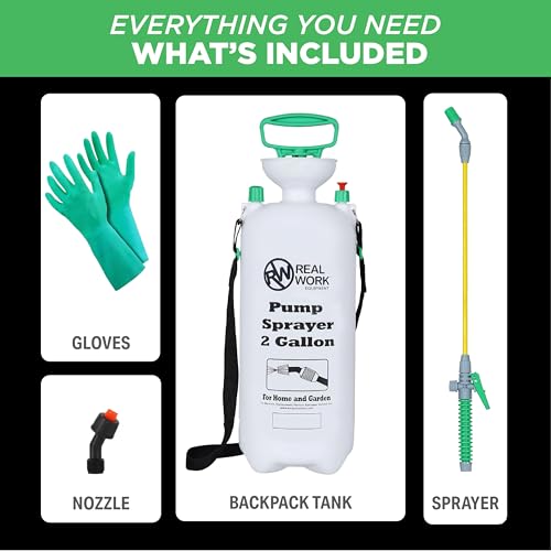 REALWORK 2-Gallon Handheld Tank Sprayer with Easy-Carry Shoulder Strap for Lawn, Garden, Yard, in Translucent White - size: 2 gallon