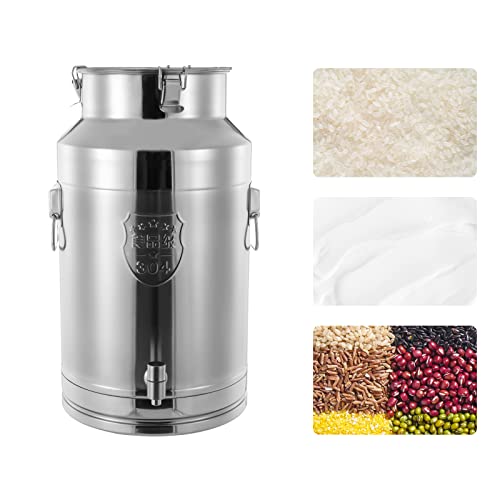35L/9.24Gal Milk Can with Faucet, 304 Stainless Steel Milk Transport Cans Wine Pail Bucket Tote Jug Pot Oil Liquid Storage Barrel with 2 Handles Milk Container with Lid for Grain Wine Liquid - color: 35l-9.24gal With Faucet