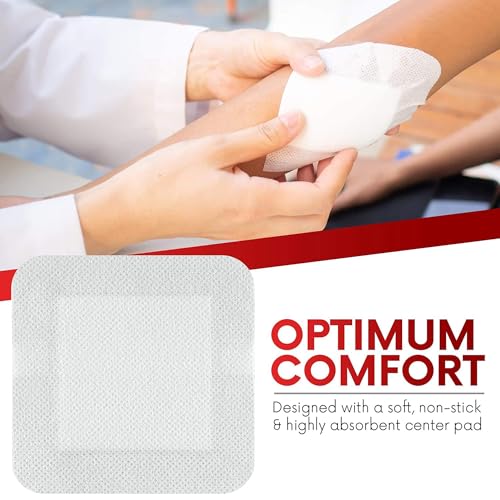 HEALQU Island Dressing - 4"x4", 60 Count - Bordered Gauze Sterile Individually Wrapped Gauze Pads, Water-Resistant, Non-Woven Backing - Soft and Breathable Wound Dressing for First Aid and Medical - size: 4x4" (60 Pack)