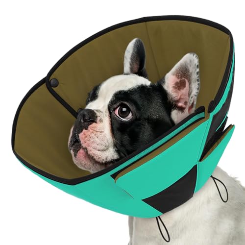Dog Cones for Small Dogs, Adjustable Comfy Cone for Dogs | Soft Fabric Dog Cone Collar to Prevent Licking Wounds, Adjustable Elizabethan Collar for Pets, Green S - color: Green, size: S
