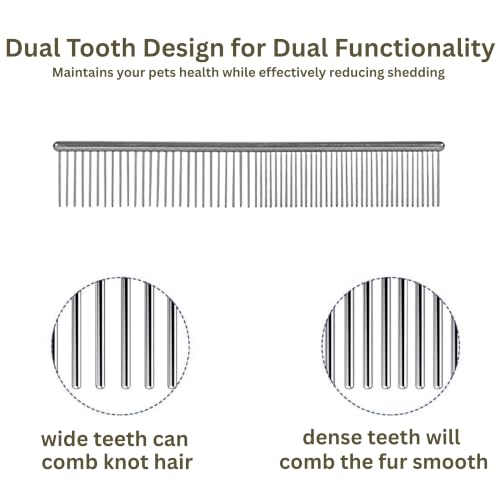 Dog Comb – Stainless Steel Metal Comb for Dogs with Rounded Ends | Cat Comb for Removing Tangles and Knots | Dog Grooming Comb for Dog Cat and Pets | Groom Like a Professional