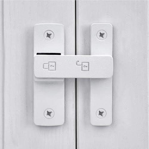 Matte White 180 Degree Zinc Alloy Barn Door Latch, Flip Gate Lock | Sliding Door Latch Lock,for bedroom,garage,balcony,barn,bathroom,drawer,Wine Cabinet,window,cabinet,pet enclosures - color: Matte White_180 Degree