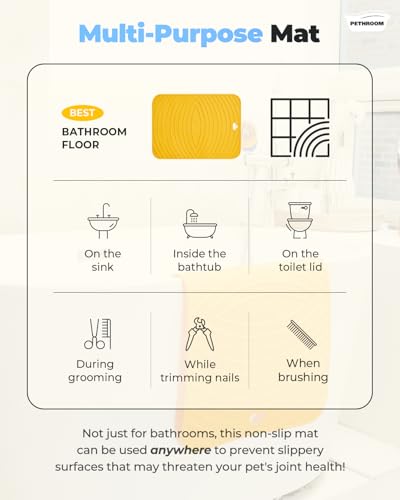 Premium Non-Slip Dog Bath Mat with Drying Hooks, 15.8 x 21.7 in | Made with High-Quality Materials for Sturdy, Durable Use, Versatile for Bathtubs & Sinks, Easy to Clean & Store, Yellow