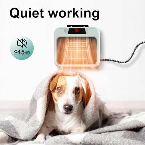 Dog House Heater for Outdoor & Indoor Use - 600W/300W Safe & Efficient Heating for Pet Houses, Chicken Coops, Rabbit Hutches - Wall-Mounted Design with Overheat Protection & Anti-Chew Cord (grey)