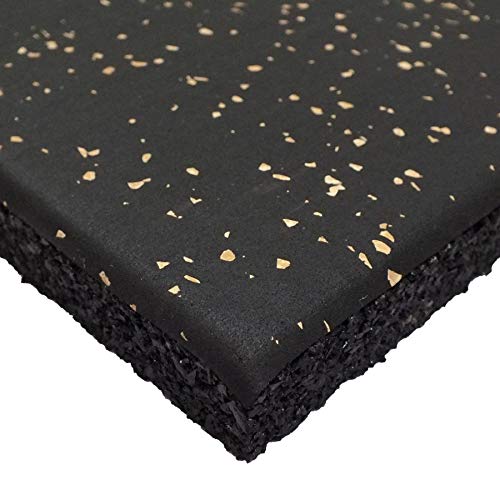 Genaflex Pro Heavy Duty Thick Rubber Gym Floor Tiles High Density Shock Absorbent Laminated Deadlift Mats - 1" Thick X 20" W X 20" L - 2.7 Sq. Ft. (Tan/Black, 1 Tile - 2.7 Sq. Ft.) - color: Tan/Black