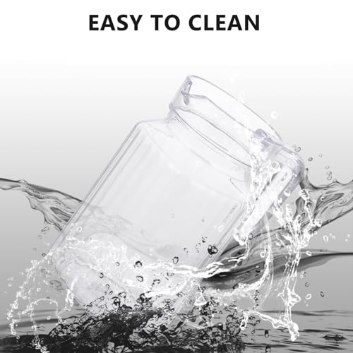 20oz Small Slim Plastic Pitcher with Lid (600ml) - Shatterproof Acrylic Water Pitcher for Fridge Door - Clear Striped Plastic Juice Pitcheres & Cocktail Shaker Carafe with Handle