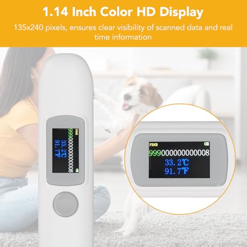 Animal Microchip Tag Reader, Accurate Temperature Readings Pet Microchip Scanner for Animal Management
