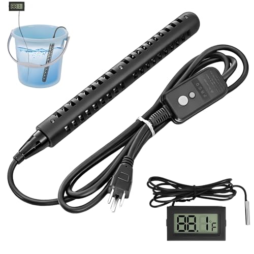 1800W Immersion Water Heater 120V, Portable Submersible Heater with GFCI | Submersible Electric Heater Stainless Steel 316L with Digital LCD Thermometer for 26 Galons Bucket Bath Tub Stock Tank Heater - size: 120V