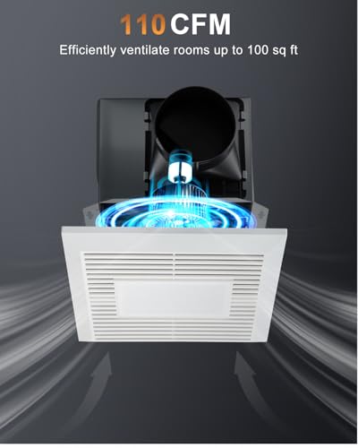 GROWNEER Bathroom Exhaust Fan with Light, 110 CFM 1.0 Sone Exhaust Fan No Attic Access Needed, Ceiling or Wall Mount, 7.68 x 9.25 inch, 35W Bathroom Fan with LED Light 3CCT Adjustable 600LM, White - color: 3CCT