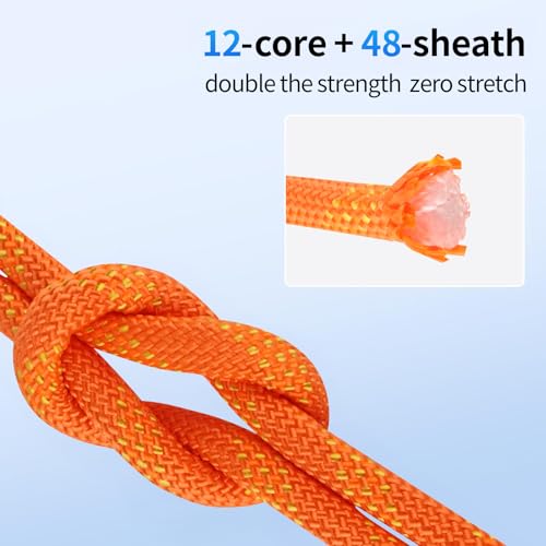 100ft 3/8 Inch Climbing Rope, Heavy Duty Arborist Rope(Orange) - size: 3/8in-100ft-Orange