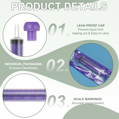 Feeding Syringes with Cap, Plastic Syringes for Liquid Pet Feeding Measuring Tool No Needle 10ml, (Purple, 4 Pcs), Intended for Dog / Cat / Rabbits / Small Animal / Scientific Lab - color: Purple