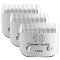 10# Detachable Pet Dog Grooming Clipper Ceramic Blade,Compatible with Andis Size 10 Cut Length 1/16"(1.5mm),Compatible with andis/wahl/Oster Dog Clippers 3PCS - color: Silvery-2