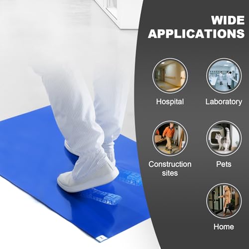 17" x 13" Sticky Mat (5 Packs,150 Sheets,30 Sheets/Pack) | Blue,Tacky Pads,Adhesive Floor Mat,for Cleanroom Laboratory Hospital Construction Pets Home Indoor Gymnasium and Workshop