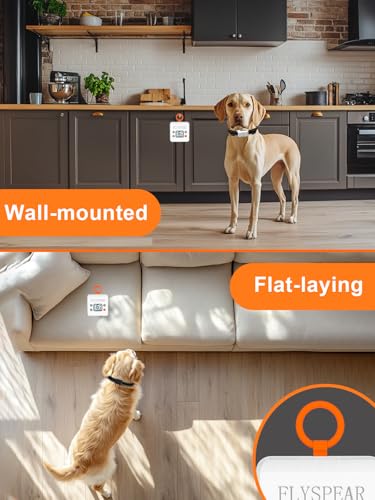 FLYSPEAR Wireless Pet Barrier with 2 Transmitters - Rechargeable Indoor Barrier with 6 Adjustable Range Radius up to 7 ft, 6 Adjustable Safe Static Intensity, Electric Fence System for Dogs with Hook