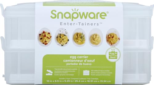 Snapware (2-Layer,24 Eggs Plastic Detachable Deviled Egg Carrier Storage Container With Lid and Handle,Freezer Dishwasher Microwave Safe,(Pack of 6) - size: Medium (Pack of 6)