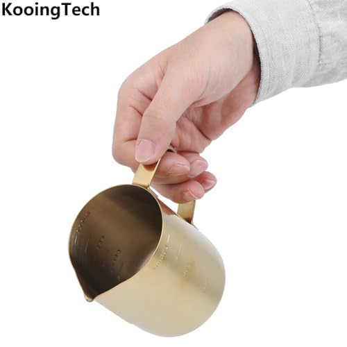 Frother Cup Milk Frother Gold Frothing Pitcher with Scale 350ml | Milk Frothing Cup Stainless Steel Home Office Coffee Frother Cups for Gold Coffee Bar Accessories