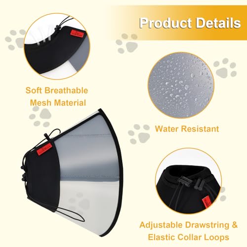 Plastic Dog Recovery Cone Collar, Soft Comfortable Breathable Post-Surgery Pet Cone, Escape-Proof, Easy Clean, Prevents Licking Wounds, Waterproof & Adjustable L (Neck 14.1"-18.1") - size: L(Neck 14.1"-18.1")