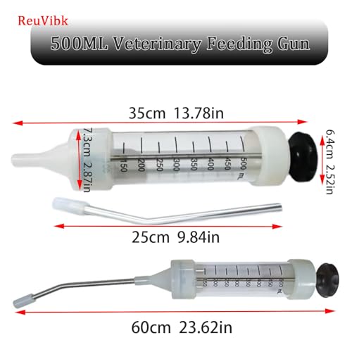 500ML Large Cattle Drench Gun, Big Dosage Feeding Gun Continuous Dosing Feeding Device Veterinary Medicine Dispenser, for Pig Cow, Sheep, Horse Autonomous Feeding Tool