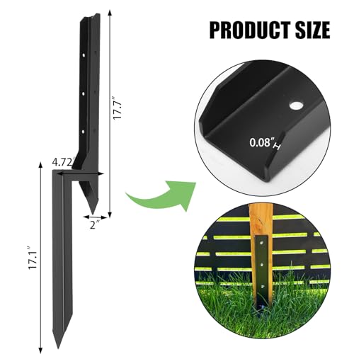 Colinktool 4Pack Fence Post Repair Stakes Kit, Heavy-Duty Metal Fence Post Repair Anchor, Decking Posts, Support 4x4/6x6 Garden Broken Wood Fence Post