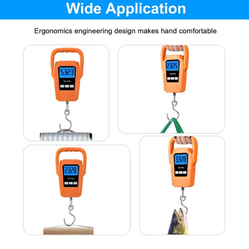 SKEAP Digital Fish Scale Hanging Scale Fishing Scale,110lb/50kg Luggage Scale,Upgrade Large Handle & Backlit LCD Display, Electronic Balance Digital Fishing Postal Scale,Orange,Fishing Gifts for Men - color: Orange