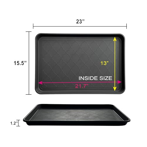 PetLike Boot Tray for Entryway Indoor, Pet Food Mat, 23 x 15.5 inch 2 Packs, Waterproof Heavy Duty Shoe Tray for Indoor and Outdoor, Multi-Purpose Trays for Boots, Shoes, Pets, Garden - color: Black, size: 23x15.5 INCH