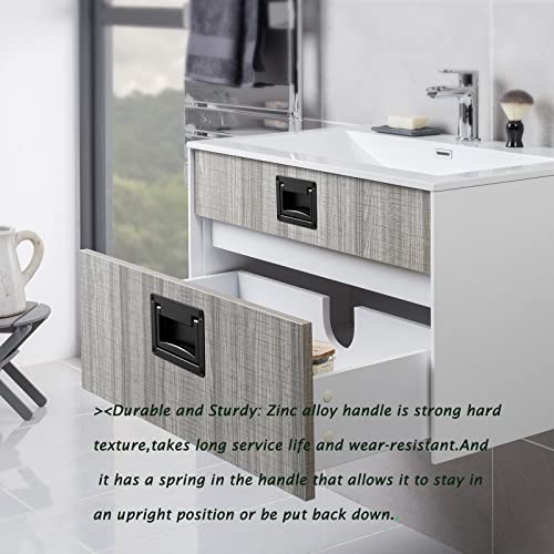 Zinc Alloy Recessed Pull Handle Container Handle Black Flush Lift Recessed Door Handle,4.33 Inch,1 Pack