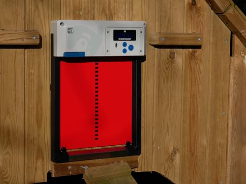 ChickenGuard AIO Complete Automatic Chicken Coop Door Plus AA Batteries | Battery-powered automatic chicken door opener with timer/light sensor, anti-pinch, weather-resistant anti-lift aluminum door