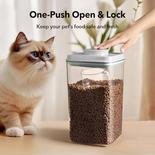Dog Food Storage Container with 130ml Scoop – 4L/4.2qt Airtight Dog Food Container for Kibble & Treats, BPA-Free Cat Food Storage Container, Stackable Pop Lid Plastic Container with Lid (4.2Qt*4) - color: 4.2Qt*4