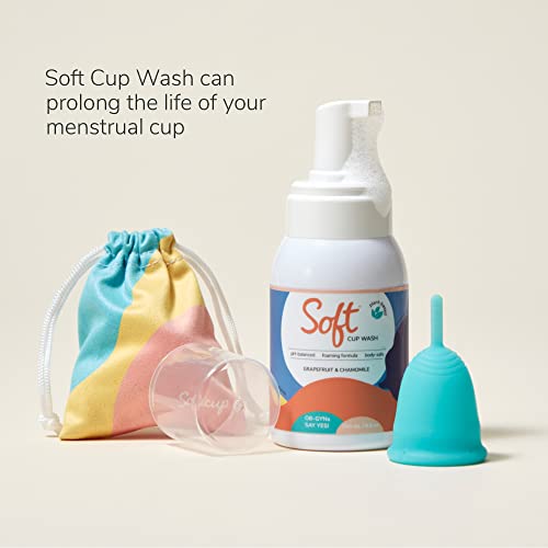 Soft Cup Wash | Menstrual Cup Cleanser for Silicone Period Cups | 6.8 oz | pH-Balanced | Feminine Wash | Body-Safe | Infused with Grapefruit and Chamomile