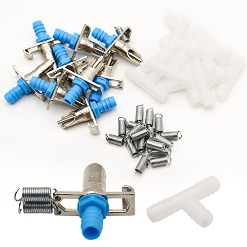 Automatic Rabbit Nipple Drinker with Double Springs 30Sets Guinea Pig Watering System Poultry Rats Rodent Bunny Drinkers(Blue) - color: Blue-double springs