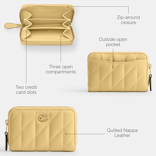 Coach Quilted Pillow Leather Essential Small Zip Around Card Case - color: B4/VANILLA, size: One Size