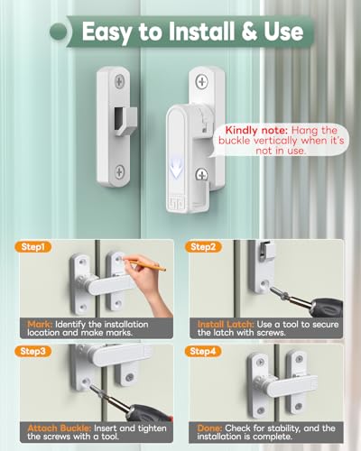 Adjustable Barn Door Locks, 90/180 Degree Gate Latch, White | Home Security Sliding Door Latch for Bedroom, Barn, Cabinet, Garden & Fence - color: White-1 Pc