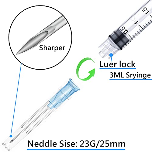 25 Pack 3ml 23Ga Lab Syringe Tools with Measurement, Individually Packed - style: 25 pack - 3ml 23 gauge
