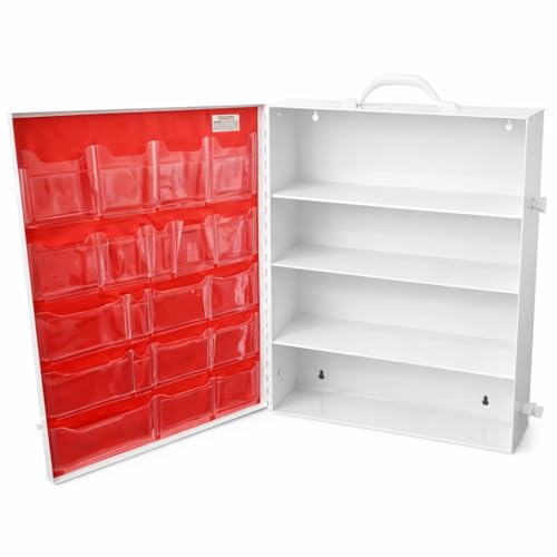 Rapid Care 4-Shelf Metal First Aid Cabinet Empty Wall Mountable Steel First Aid Kit with Door Pouches for Home and Workplace Safety - size: 4-Shelf
