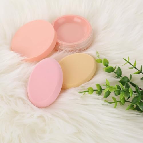 2 Pack Oval Puff Egg Foundation Sponge Oval Makeup Sponges Professional Makeup Sponge for Eye Foundation Blush Application Forehead Cheeks, Dry and Wet (Skin Tone and Pink)