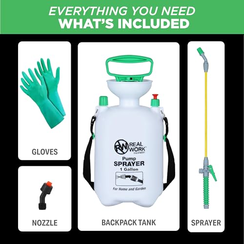 REALWORK 1-Gallon Handheld Tank Sprayer with Easy-Carry Shoulder Strap for Lawn, Garden, Yard, in Translucent White - size: 1 gallon