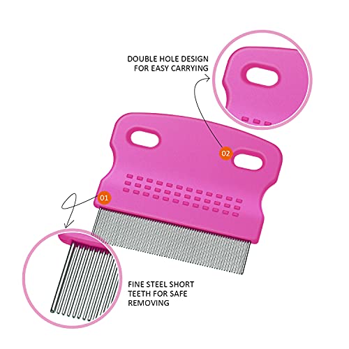 Boao 6 Pack Flea Comb Pet,White, Yellow, Green, Purple, Orange, Dark Blue | Stainless Steel Rounded Teeth, Double Sided Design, Lice Remover, Tear Stain Tool, Dematting Brush for Cats Dogs Grooming - color: White, Yellow, Green, Purple, Orange, Dark Blue
