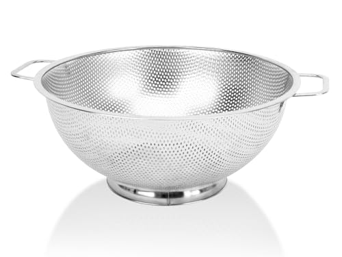 Colander for Kitchen, 3QT, Stainless Steel Colander Strainer with Handle for Fruits Vegetables Cooking Food, Dishwasher Safe - size: 3QT