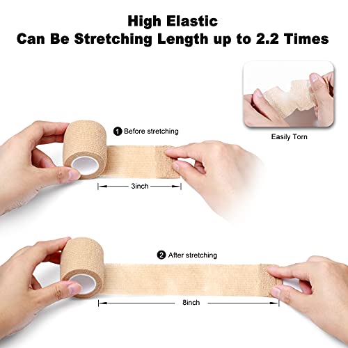 FRESINIDER 16 Rolls Self Adhesive Wrap Athletic Tape Gauze,Medical Bandage,Breathable Elastic Cohesive Bandage for Sports Injury & Pet (Rainbow) - color: Rainbow