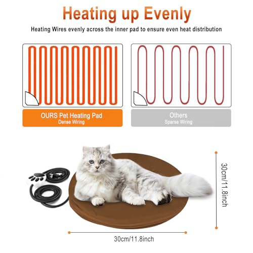 On/Off Switch Electric Pet Heating Pad for Cat Beds and Dog beds,D30 | with Chew Resistant Cord and Machine Washable Cover,Indoor Heated Pet Bed Warmer,for Cat Beds and Dog Beds