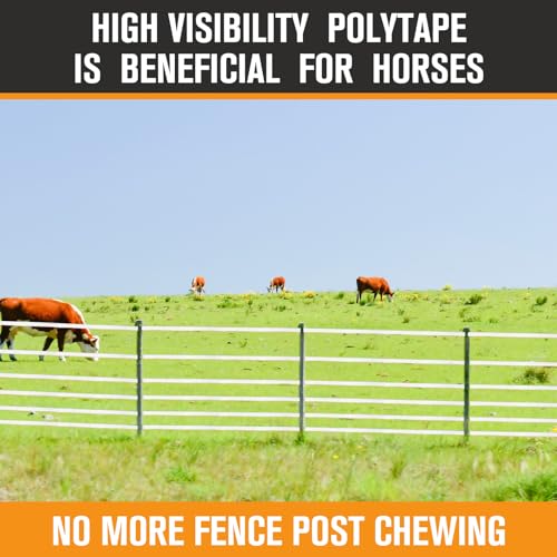 1 Roll 1 Inch x 2000 ft Electric Fence Tape for Livestock Polytape Fencing Horse Fence with High Visibility - color: White, size: 1 Inch X 2000 ft