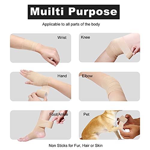 FRESINIDER 16 Rolls Self Adhesive Wrap Athletic Tape Gauze,Medical Bandage,Breathable Elastic Cohesive Bandage for Sports Injury & Pet (Rainbow) - color: Rainbow