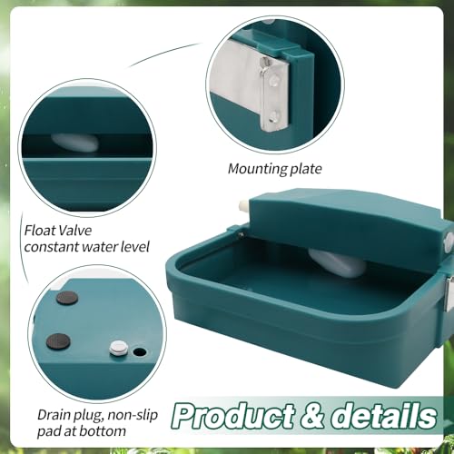 9L/300oz Automatic Dog Water Bowl Wall Mounted for Chicken Cat Cattle Sheep