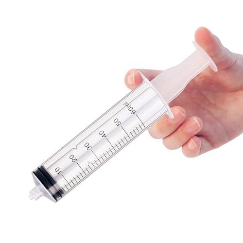 5Pcs Drench Gun Feeding Syringe, Small Animal Pet Livestock Drench Syringe with 5Pcs Screw In Drench Nozzle for Liquid Measuring Watering Refilling Feeding (50ML) - size: 50ML