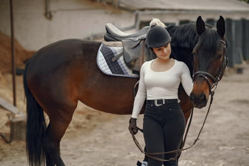 Dielianyi 1.5-inch Elastic Equestrian Belt Bit Buckle Leather Key Strap for Horseback Riding Equestrian Sports - color: Grey