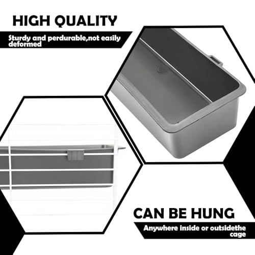 4 Pack Chicken Cage Tray Plastic Feed Trough Bucket for Chicken Duck Pigeon Goat Livestock Pet Poultry (Black, Length 21.2 inches)