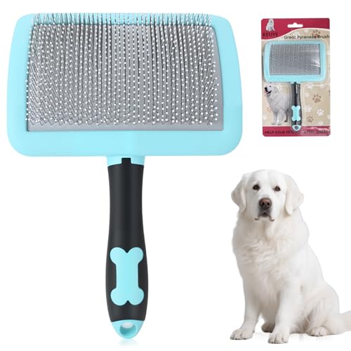 KEUYE Great Pyrenees Brush for De-Shedding and Fluffing Grooming | Dog Brush for Great Pyrenees with Extra Long Pins to Effectively Remove Tangles, Knots and Mats