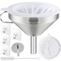 5 Inch Stainless Steel Funnel with Strainer and 200 Fine Mesh Filter, Food Grade Metal Funnel, Cooking Oil Filter, Oil Strainer for Deep Fryer, Milk Strainer, Funnels for Kitchen Use Filling Bottles